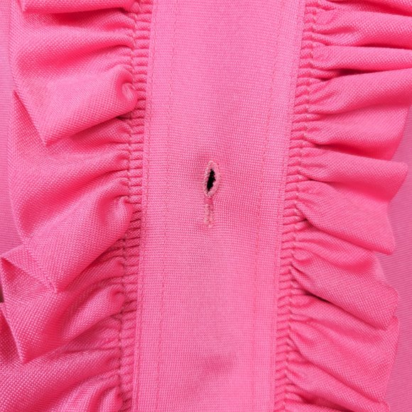 Vintage 1970s Pink Ruffled Tuxedo Blouse - Picture 8 of 10